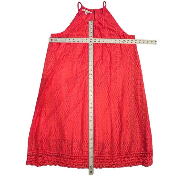 Maggy London Pink Lace Eyelet Keyhole Back Sleeveless Asymmetrical Dress Size 14 - Picture 9 of 11